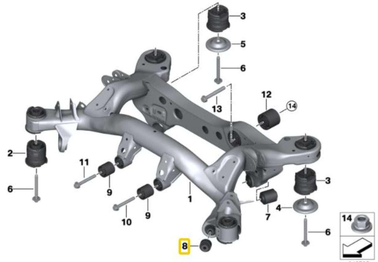 NEU: Rear Subframe ALUMINIUM bushing with Uniball BMW E8x & E9x (Non-M)