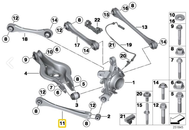 NEU: BMW Sturzstreben UNTEN HA F2x & F3x (Non-M)