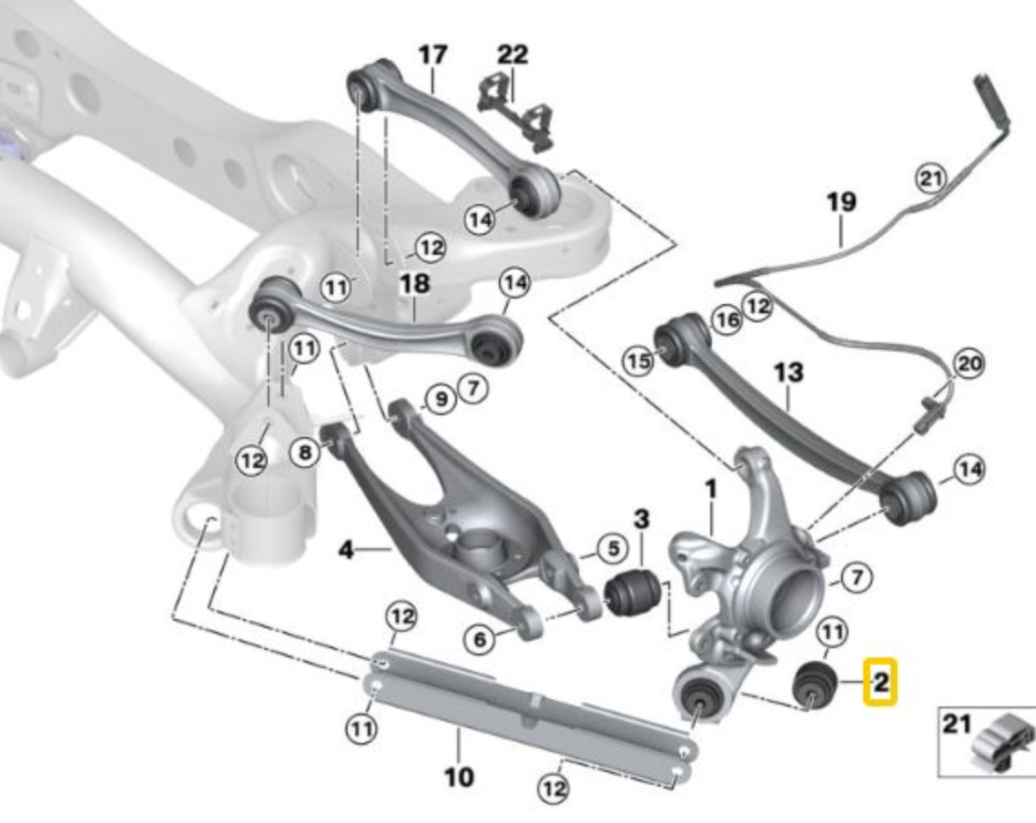 Rear Wheel Carrier FRONT arm ALUMINIUM bushing with Uniball BMW E8x & E9x (incl. M)
